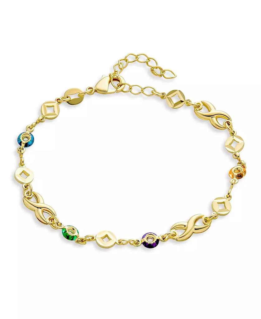 Bling Jewelry Colorful Alternating Jewel Tone Crystal Love Infinity Anklet Bracelet Gold Plated 10 Inch
