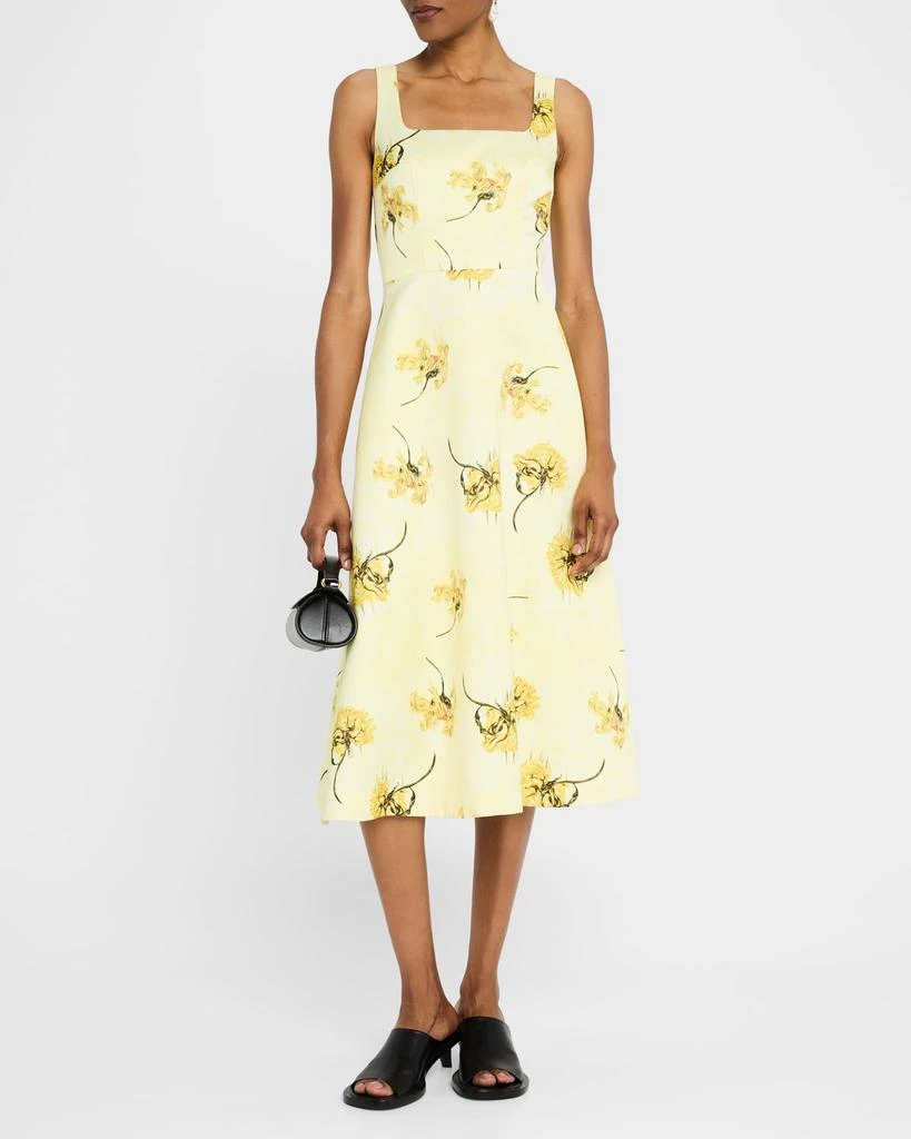 Emilia Wickstead Shiloh Square-Neck Genzianella Print Midi Dress 2
