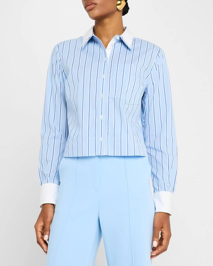 VERONICA BEARD Maia Stripe Double-Collar Shirt 4