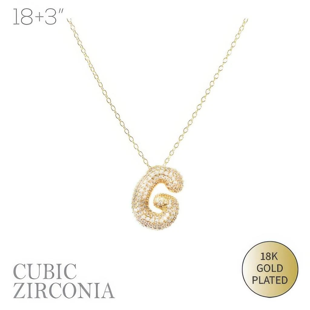 TRUEDAMES 18k Gold Plated Cz Pave Bubble Letter Necklace 6