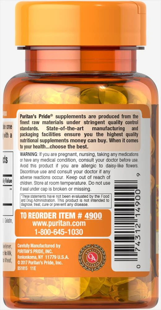 Puritan's Pride Lutein 20 mg with Zeaxanthin 30 Softgels 4