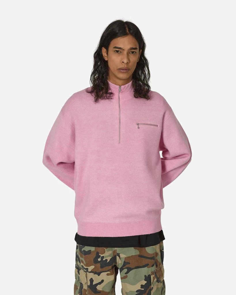 STUSSY Half Zip Mock Neck Sweater Pink 1
