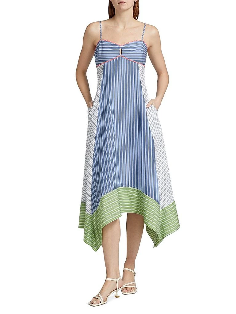 Tanya Taylor Samantha Striped Cotton Handkerchief Midi-Dress 3