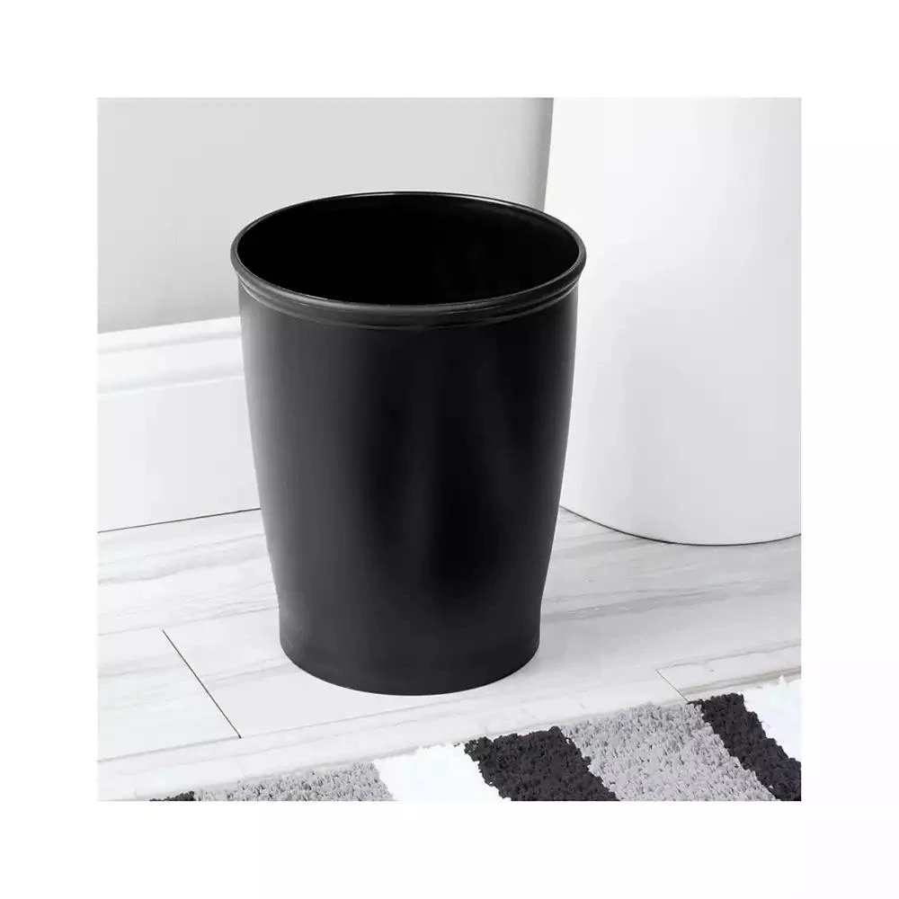 iDesign Round Plastic Bathroom Trash Cans - Set of 2 - Black - Made in USA 10