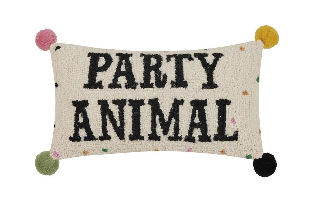 Peking Handicraft Peking Handicraft - Party Animal With Pom Pom Hook Pillow