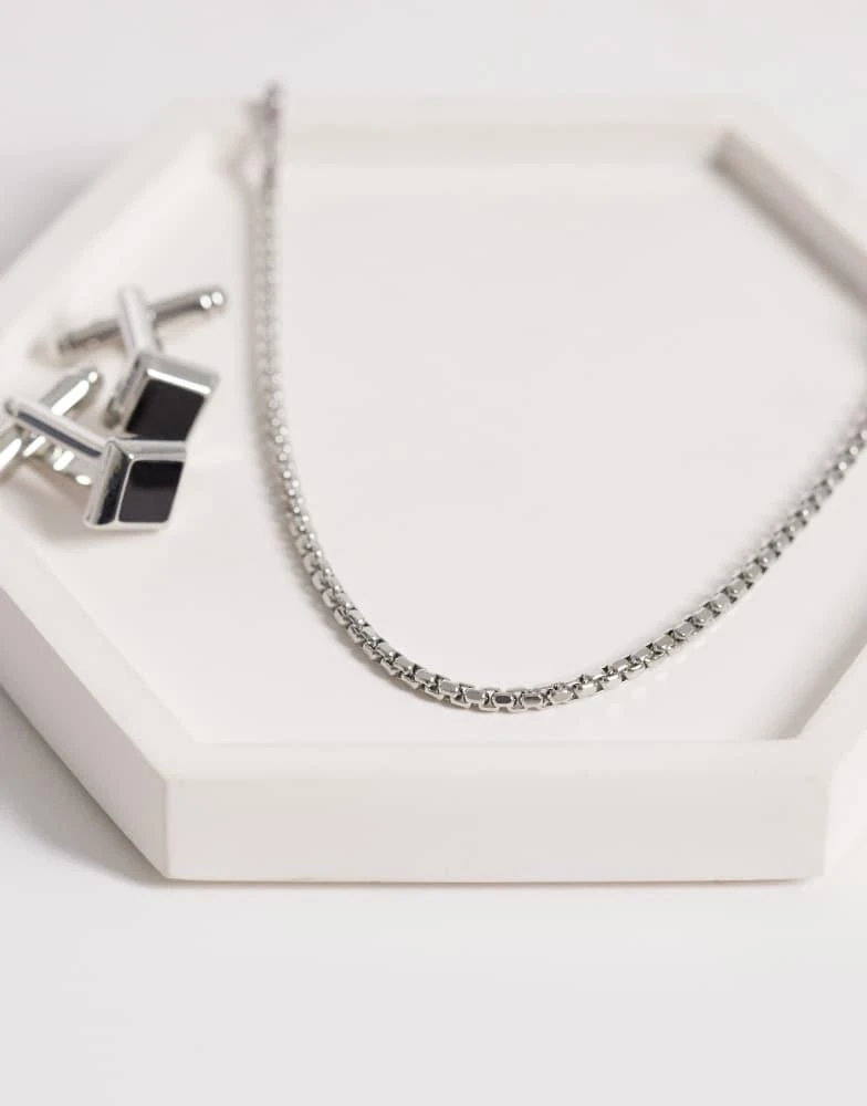 ASOS ASOS DESIGN waterproof stainless steel skinny box chain necklace in silver 3