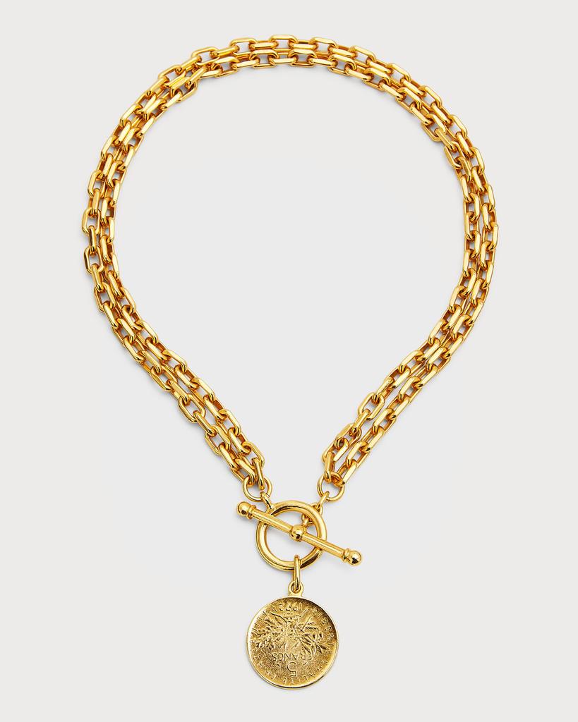BEN-AMUN 24k Gold Electroplated Gold Toggle Coin Necklace