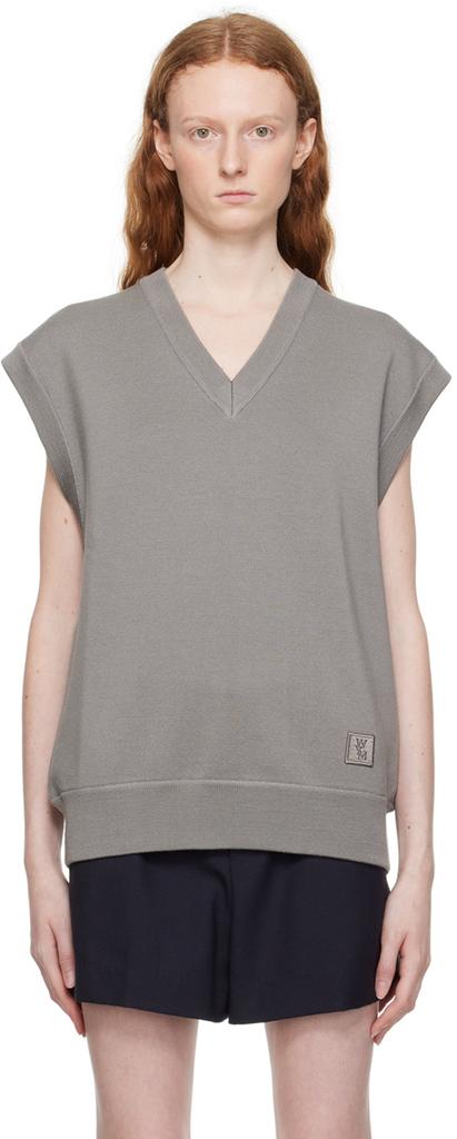 Wooyoungmi Gray Leather Patch Vest