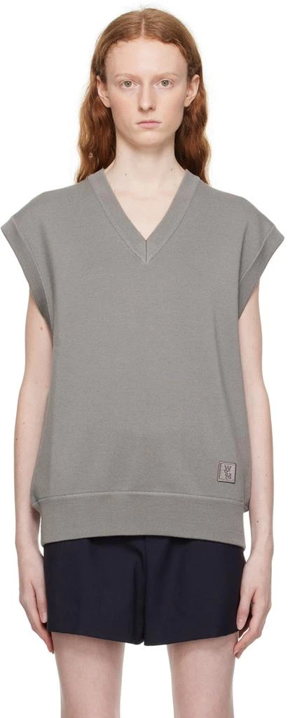 Wooyoungmi Gray Leather Patch Vest 1