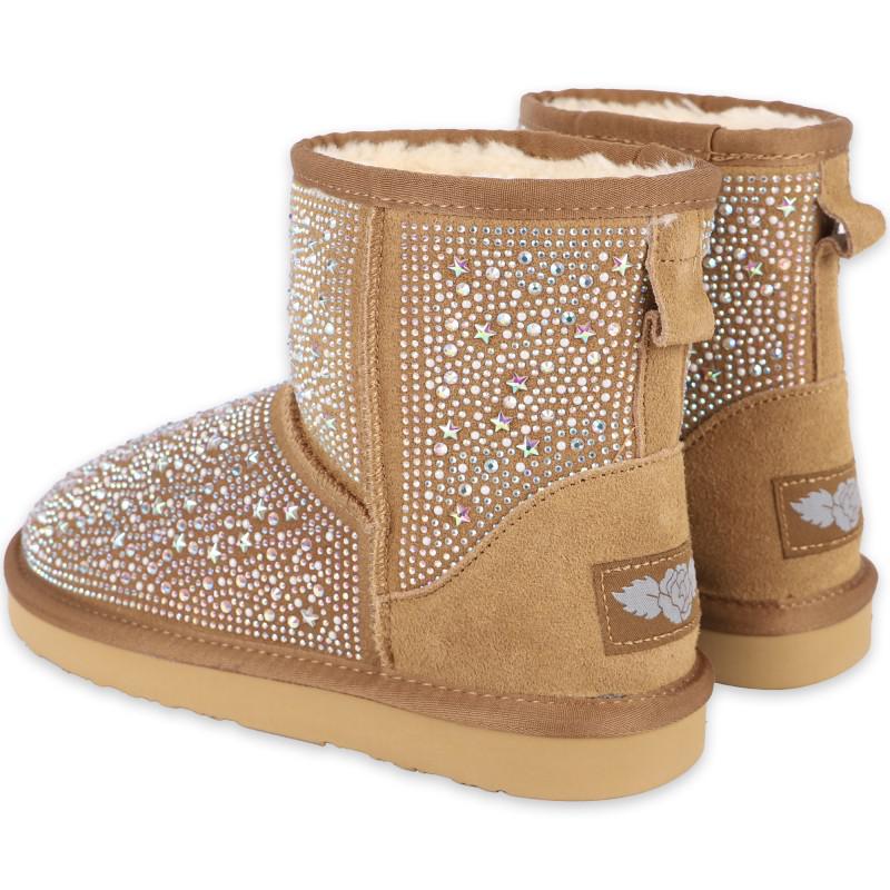 Lelli Kelly Rhinestones girls light brown suede boots