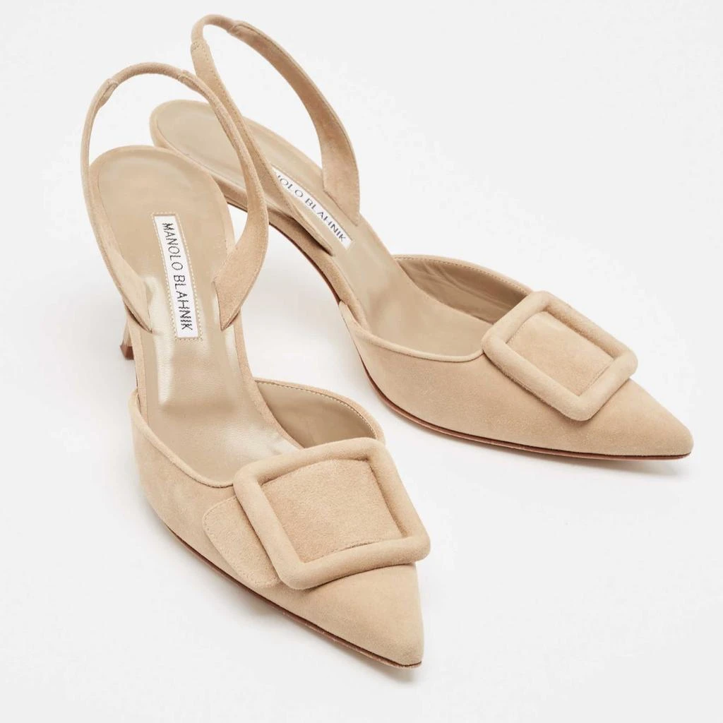 Manolo Blahnik Manolo Blahnik Beige Suede Maysli Slingback Pumps Size 39 4