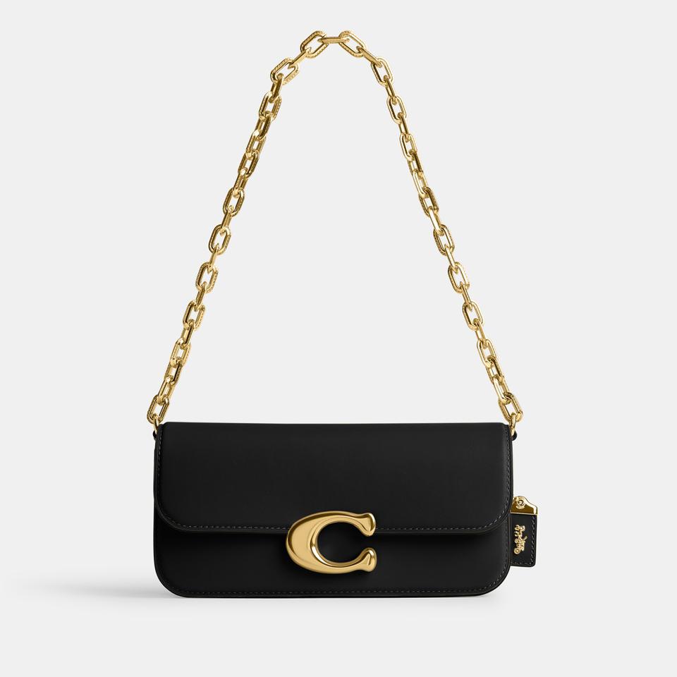 バッグ COACH handbag leather BLACK GOLD Coach Chain Shoulder Bag: Refined Style