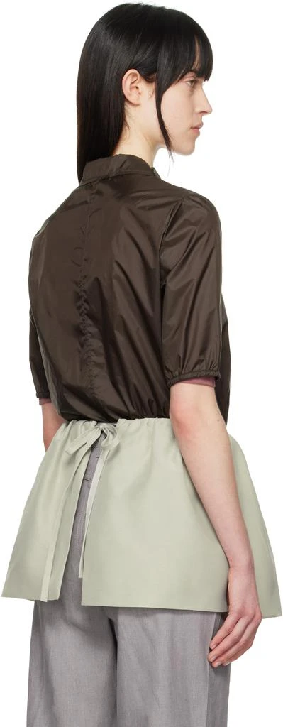 AMOMENTO Brown Sheer Half Zip-Up Polo 3