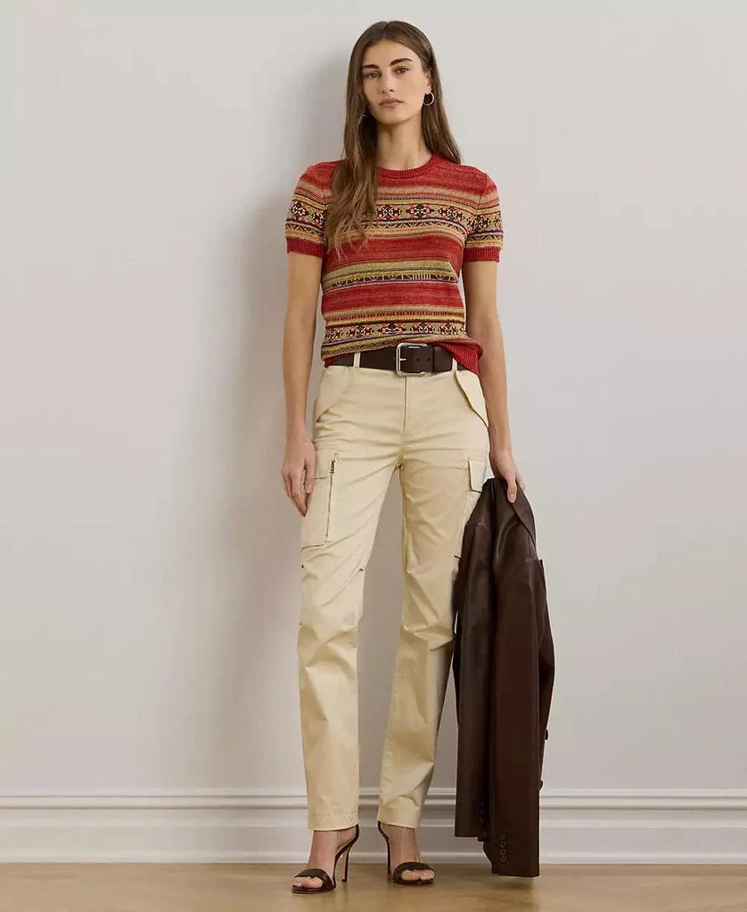 Ralph Lauren Women's Geo-Striped Short-Sleeve Sweater, P/XS- 4