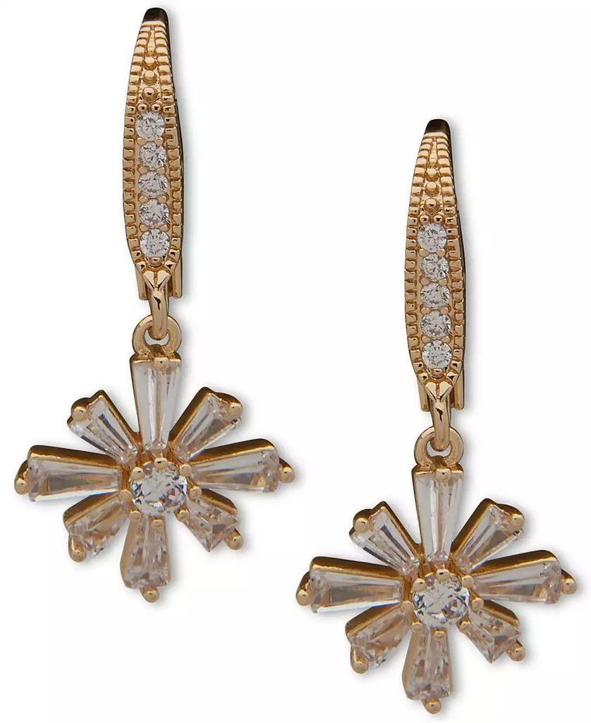 Anne Klein Gold-Tone Cubic Zirconia Starburst Drop Earrings