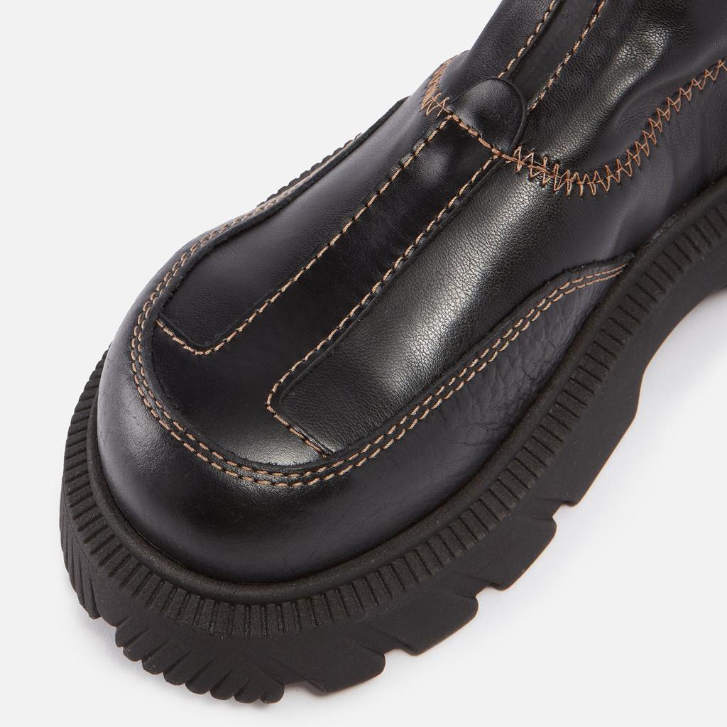 ダーツ Mina ダーツ Mina Taupe Leather Tall Ribbed Moto Sneaker Boots - Zuri Boots