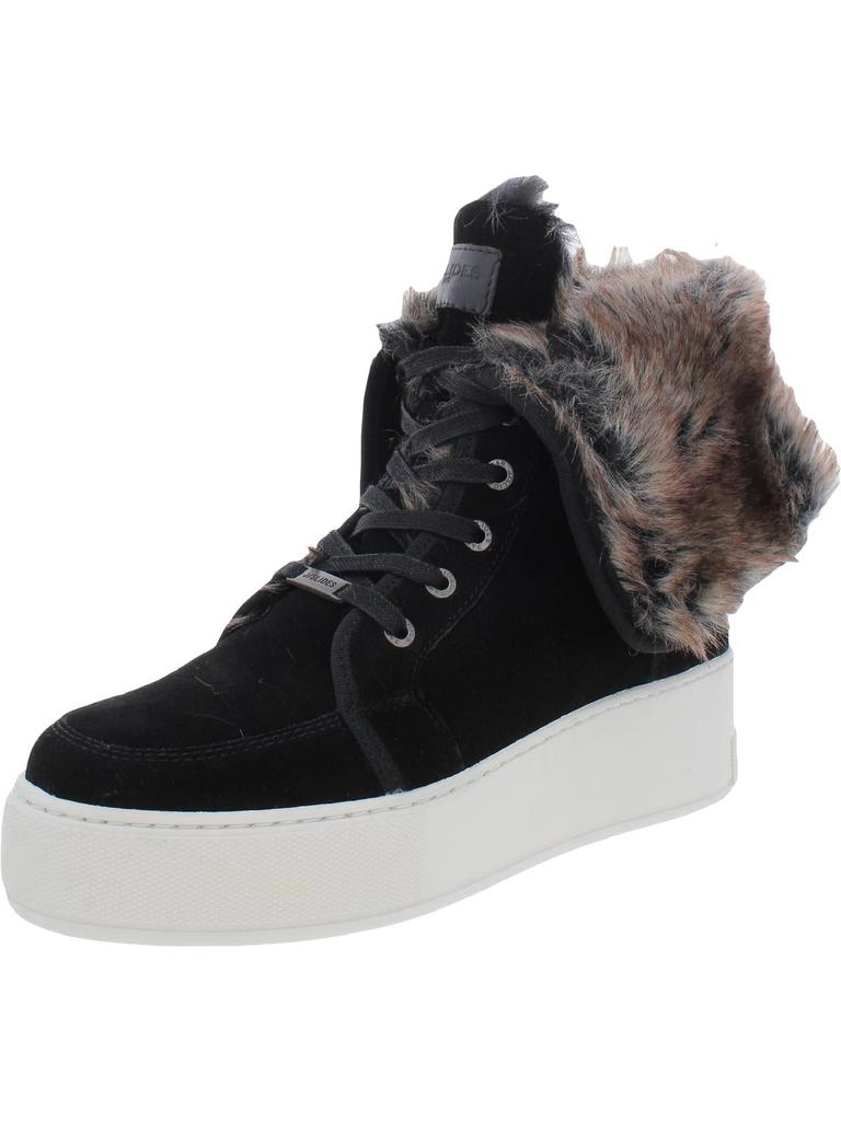J/Slides Mosey Womens Suede Faux Fur Casual and Fashion Sneakers