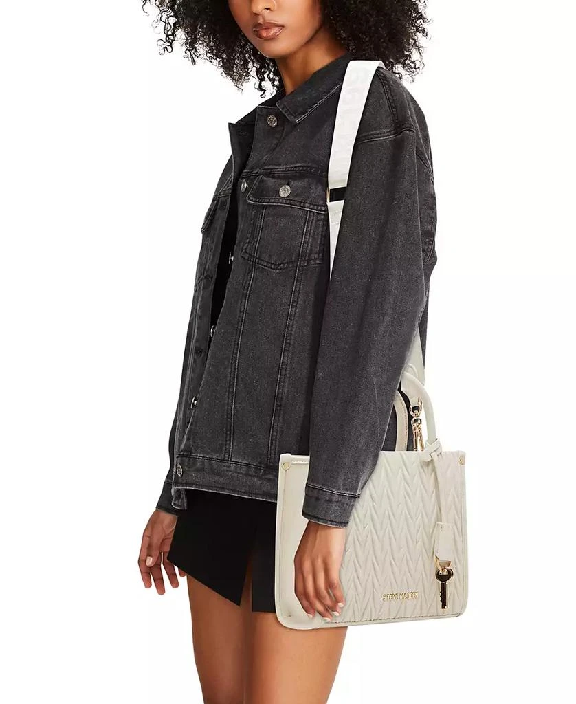 Steve Madden Natural Larry Matelasse Mini Box Tote Bag 6