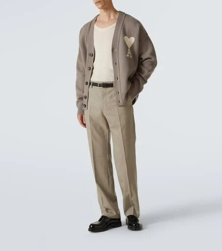 AMI Virgin wool canvas straight pants 2