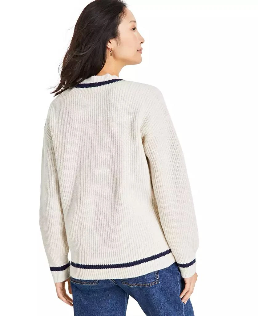 On 34th Women's Heather Varsity-Stripe V-Neck Sweater, Created for Macy's 2