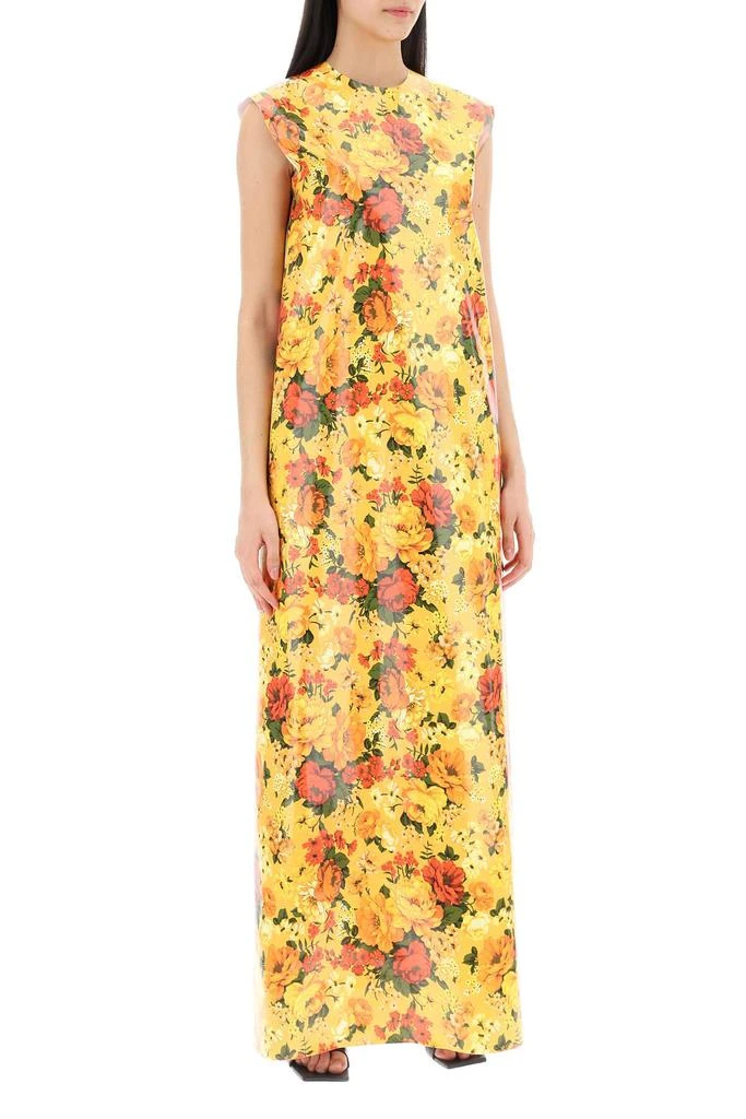Balenciaga maxi sleeveless faux vinyl floral dress 2