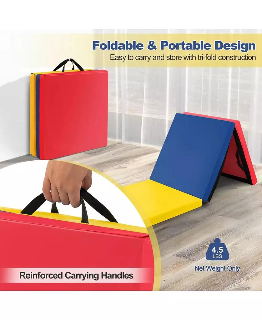 KUYOTQ 6 x 2 FT Tri-Fold Gym Mat with Handles and Removable Zippered Cover 4