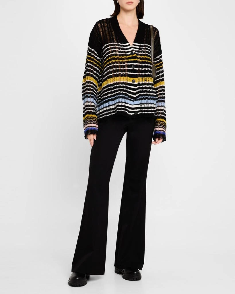 ZANKOV Stephen Striped Boucle Knit V-Neck Cardigan 2