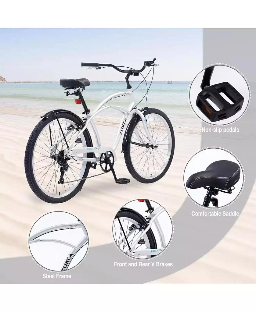 Streamdale Furniture Men
S Beach Cruiser Bike, 7 Speed Bicycles, 26"Inch Multiple Colors 2