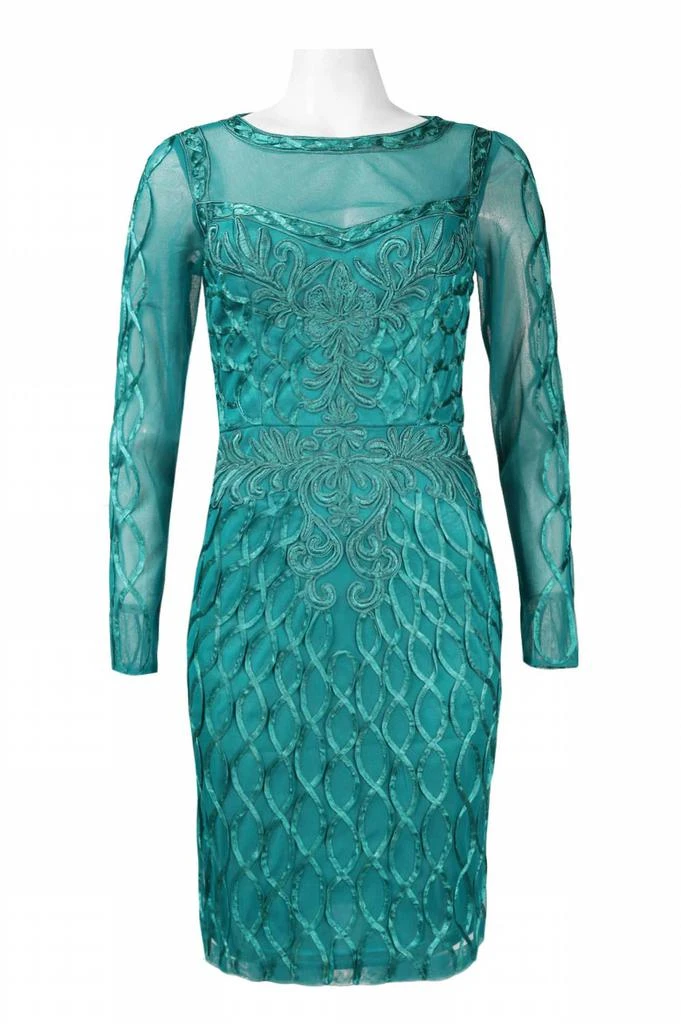 sue wong embroidered dress Sue Wong - N2330 Embroidered Scallop Motif Sheath Dress 0 / Beige main image 0