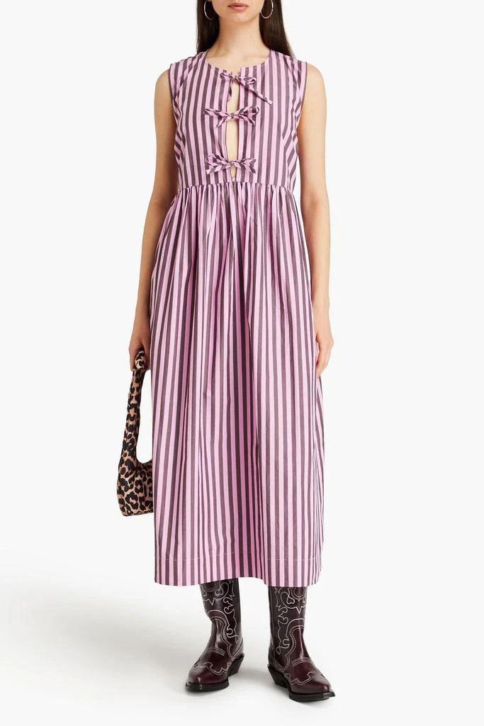 Ganni Striped cotton-poplin midi dress 2