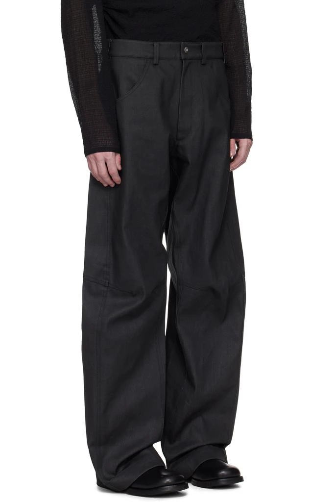 Omar Afridi Black Knee Darted Flare Coated Jeans 2