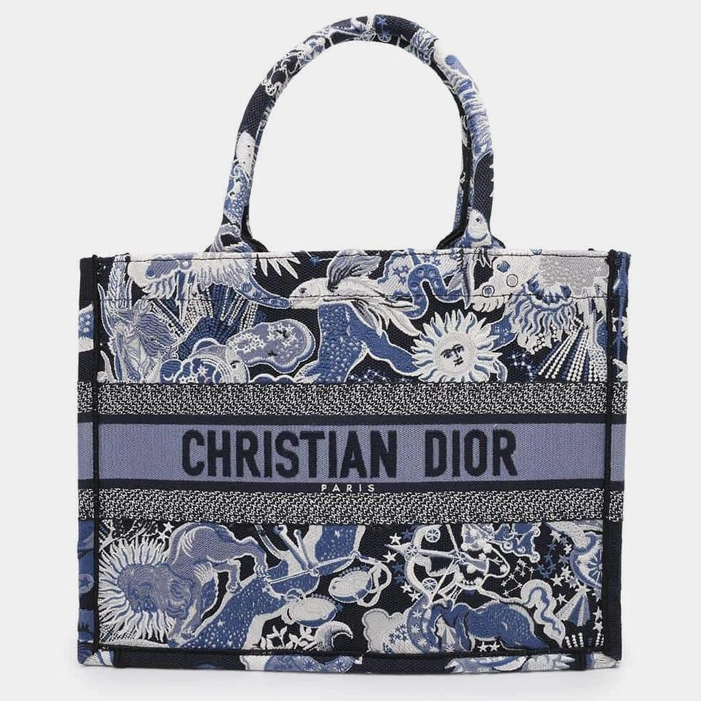 Dior Dior Navy Canvas Embroidered Book Tote Medium Tote  Bag 1