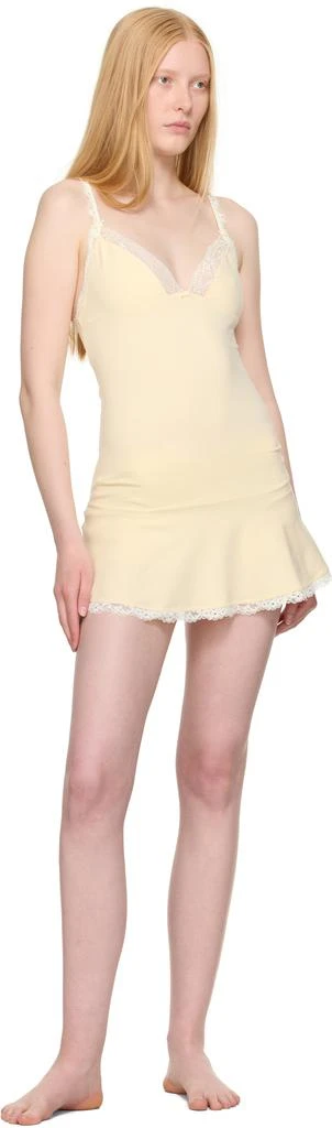 SKIMS Yellow Cotton Jersey Lace Slip Dress 4