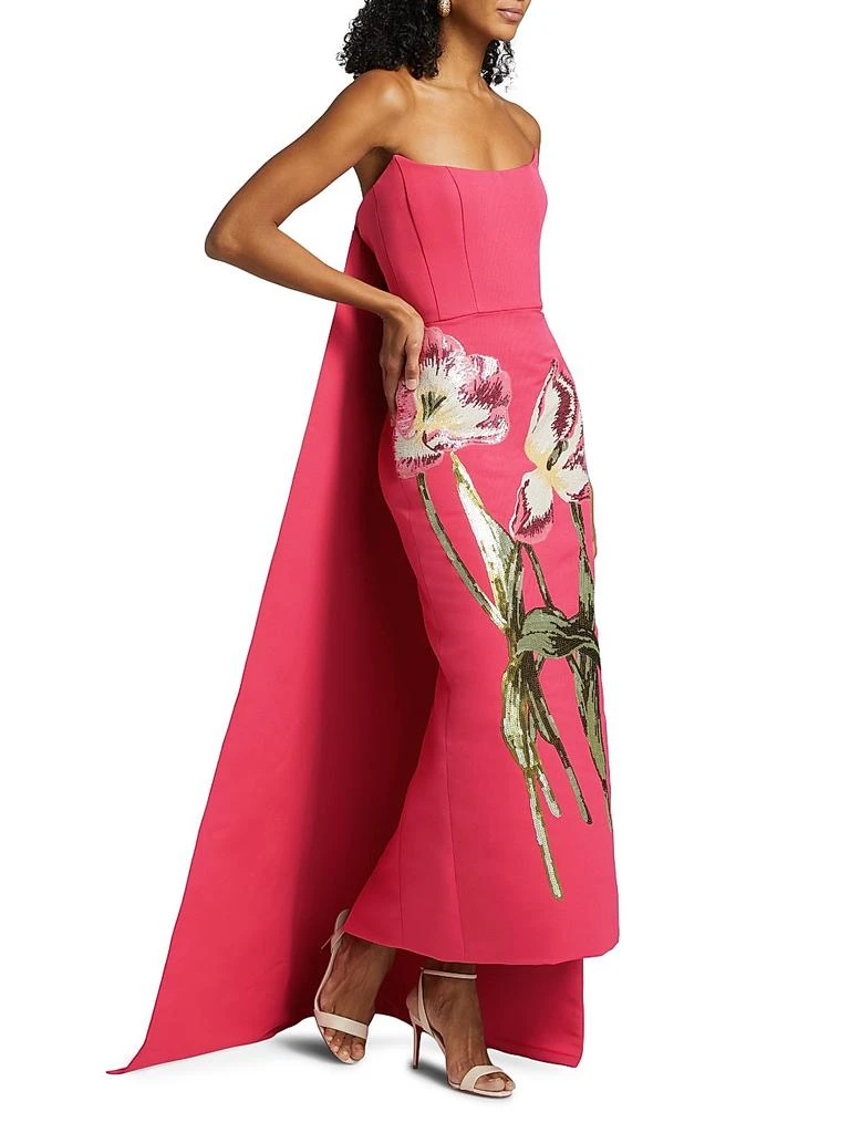 Amsale Sequined Floral Strapless Gown 2