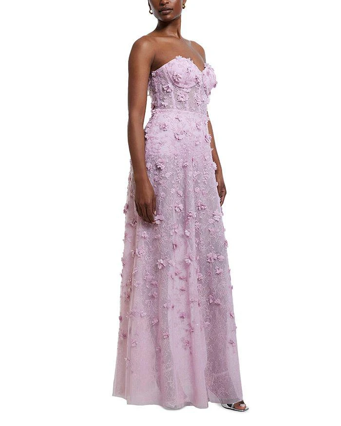 BCBG Strapless Floral Applique Dress 3