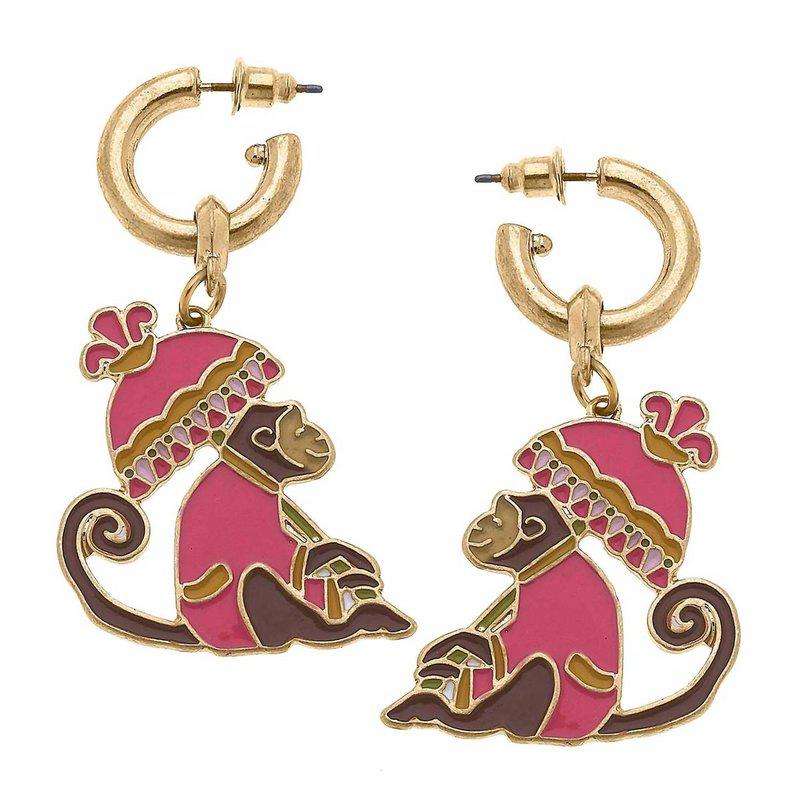 Canvas Style Women's Remy Enamel Monkey Earrings