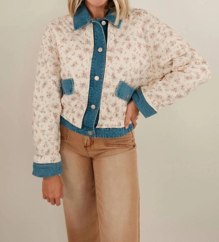 ee:some Ee:Some - Floral Washed Denim Jacket