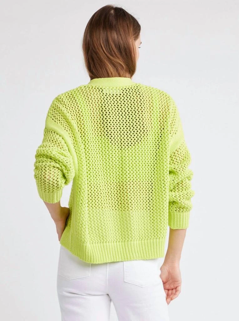 Self Contrast Maggie Fishnet Cardigan In Citron 3