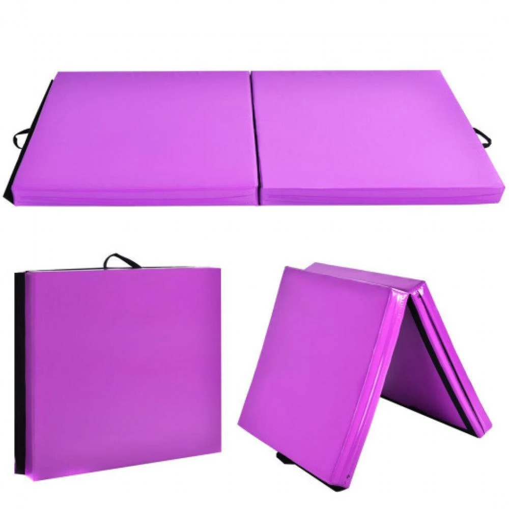 Hivvago 6 x 2 Feet Gymnastic Mat with Carrying Handles for Yoga-Purple 3