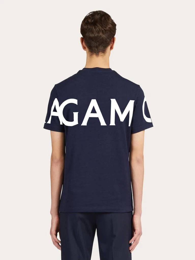 Salvatore Ferragamo Short Sleeved T-Shirt With Graphic Logo In Navy Blue 2