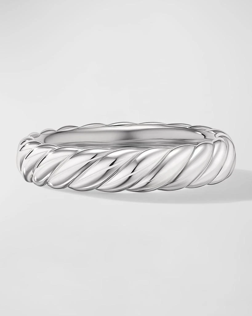 David Yurman Sculpted Cable Band Ring in 18K White Gold, 4.5mm
