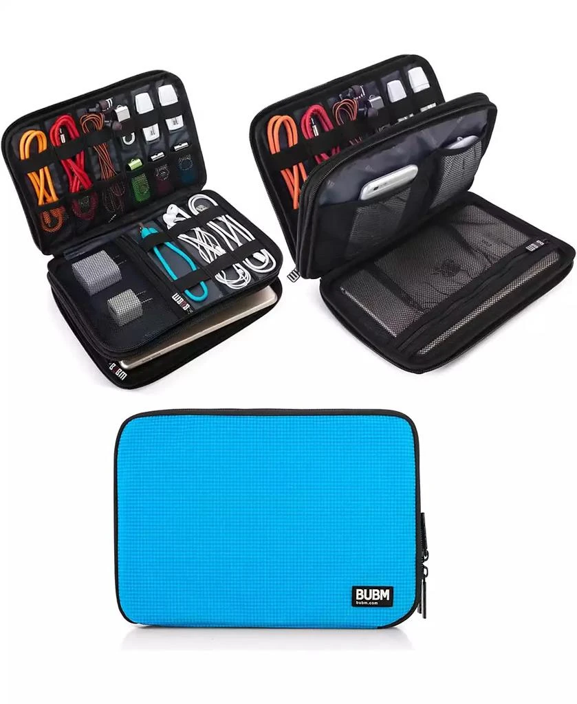 BUBM Medium Blue Electronics Organizer - Double Layer Travel Gadget Bag for Cables, USB Drives, Plugs, iPad Mini 
Accessories