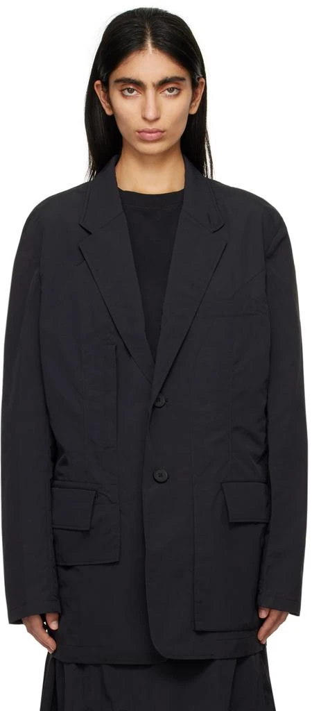 Y-3 Black Crinkle Blazer 1