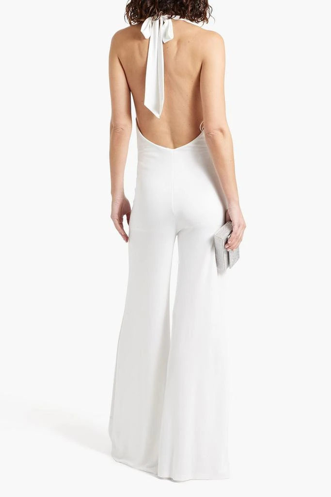 Alice + Olivia Colby draped jersey halterneck wide-leg jumpsuit 3