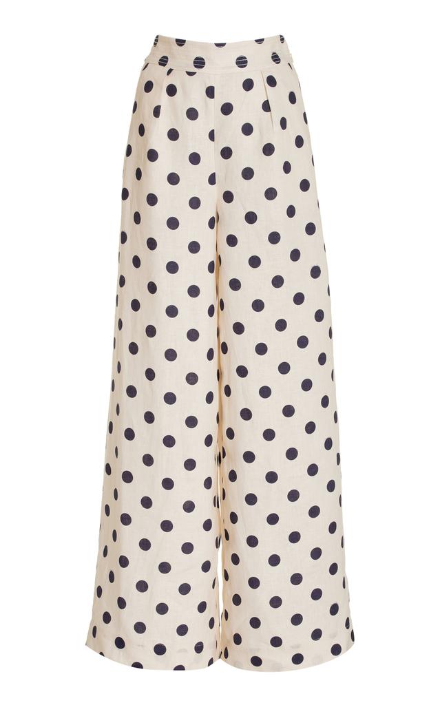 Cara Cara Cara Cara - Josephine Dotted Linen Wide-Leg Pants - White - US 6 - Moda Operandi