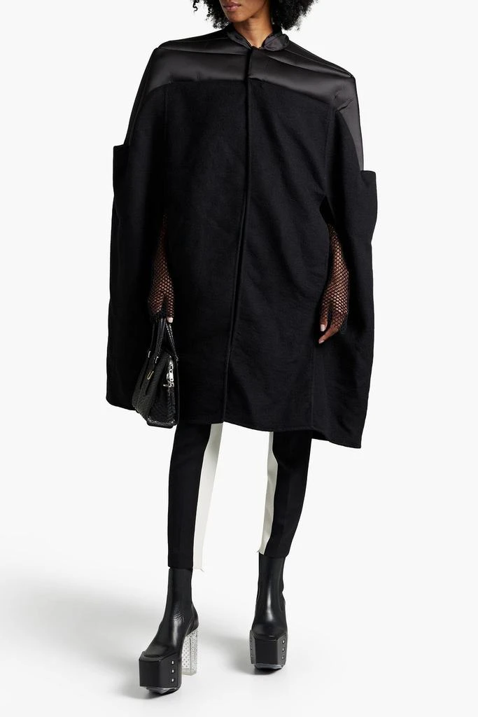 RICK OWENS Oversized quilted satin-paneled cashmere cape 2