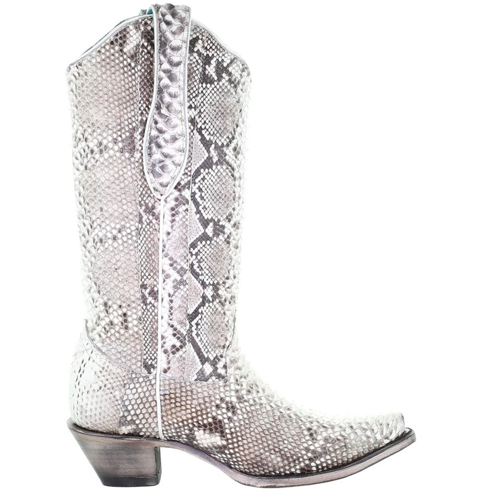 Corral Boots Snakeskin Snip Toe Pull On Cowboy Boots 1