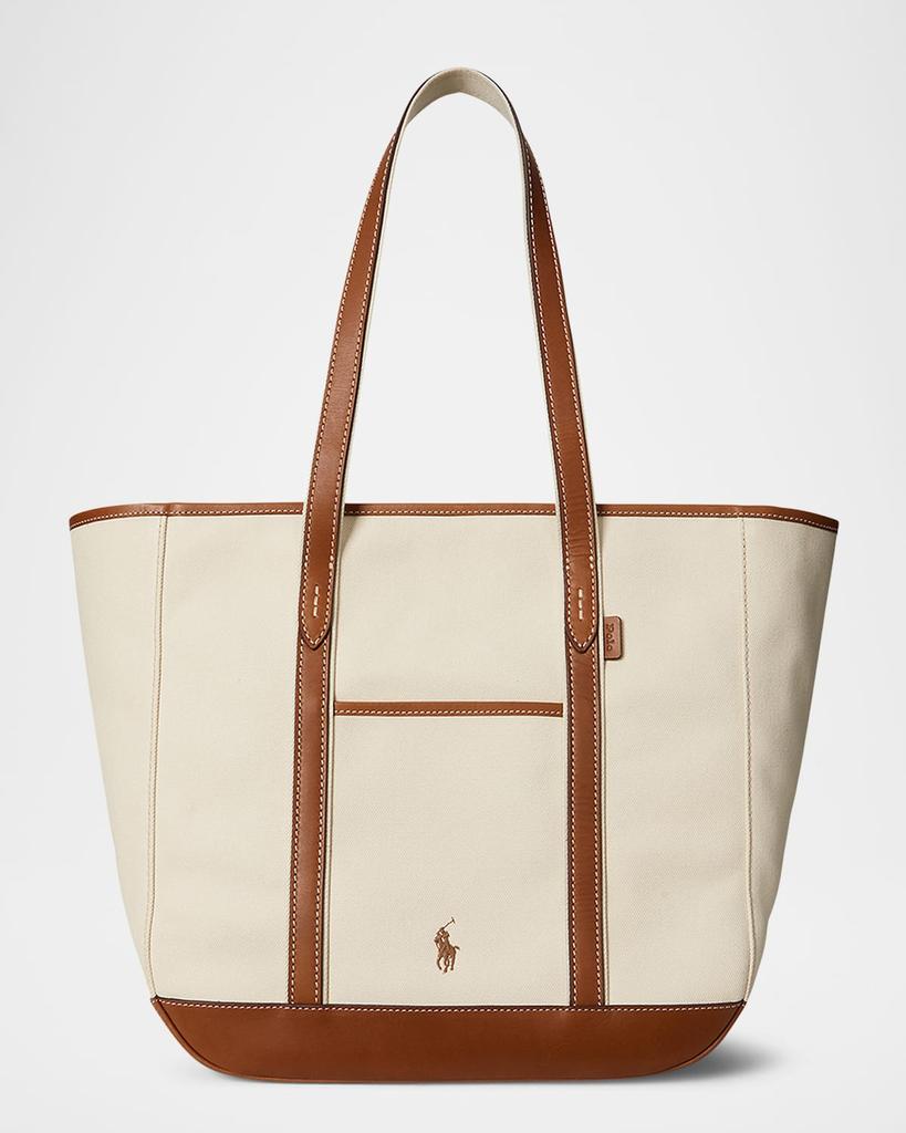 Ralph Lauren Canvas and Leather Medium Tote Bag
