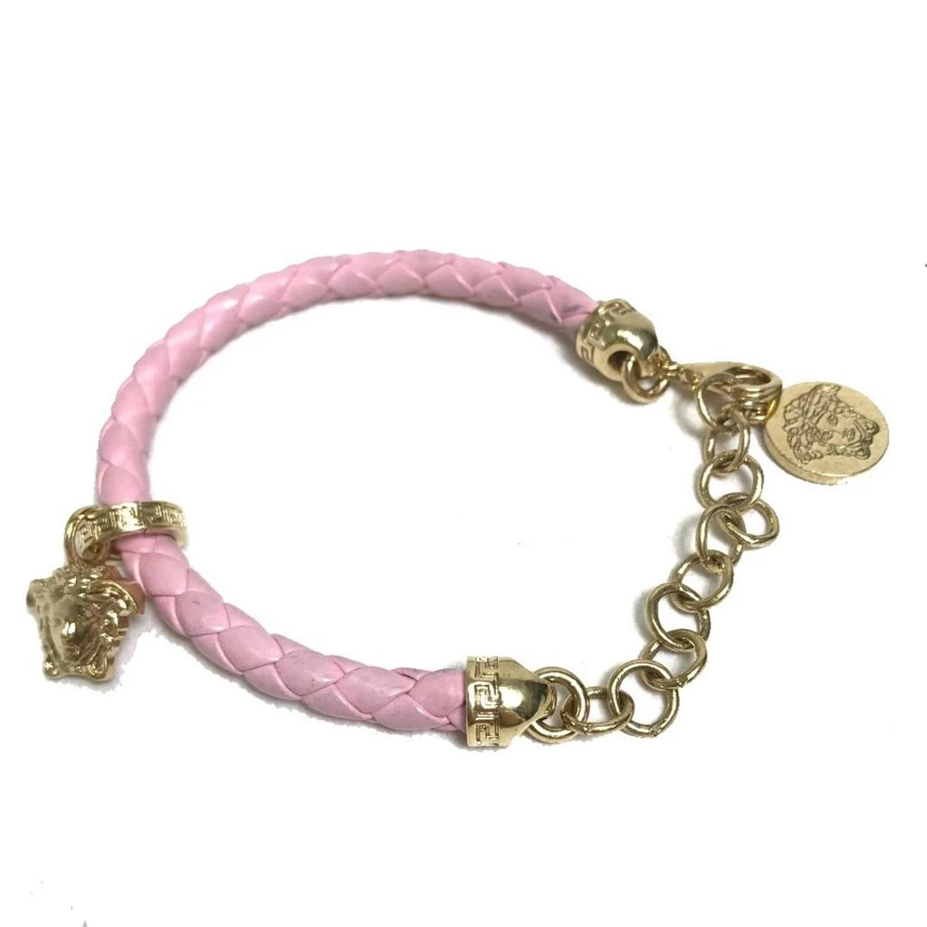 Versace gold pink Leather Metal Charm Bracelet (Pre-Owned)