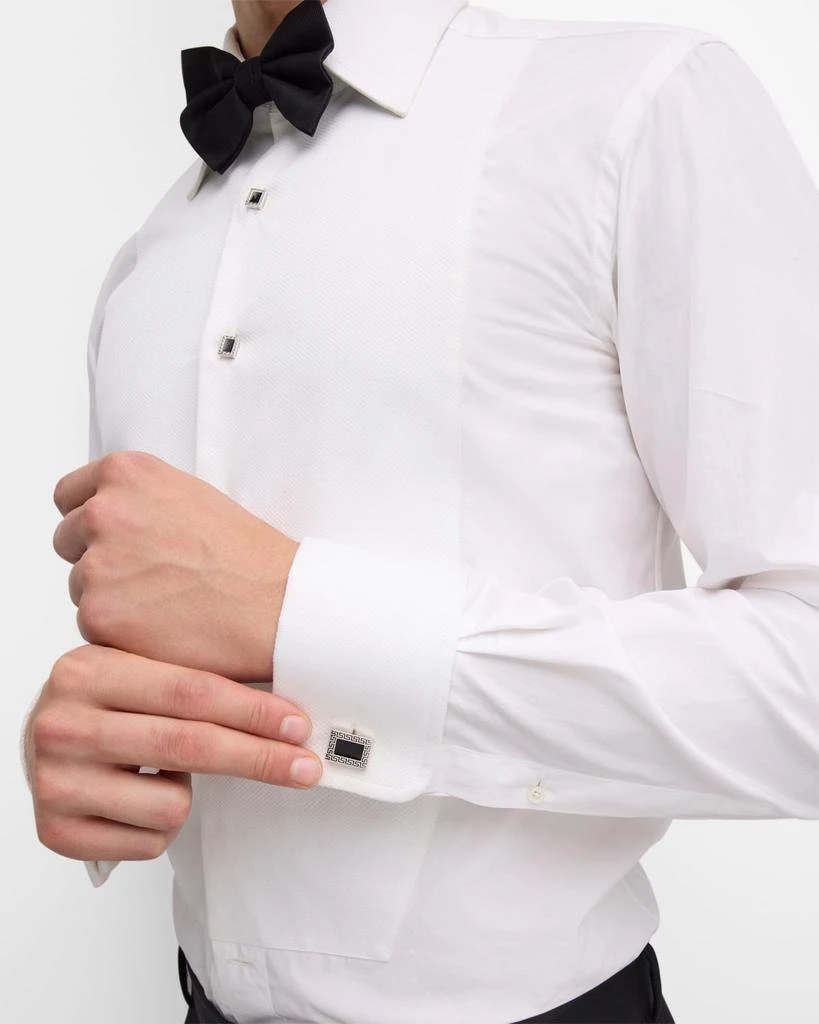 LINK UP Men's Greek Rectangle Cufflink Stud Set 5